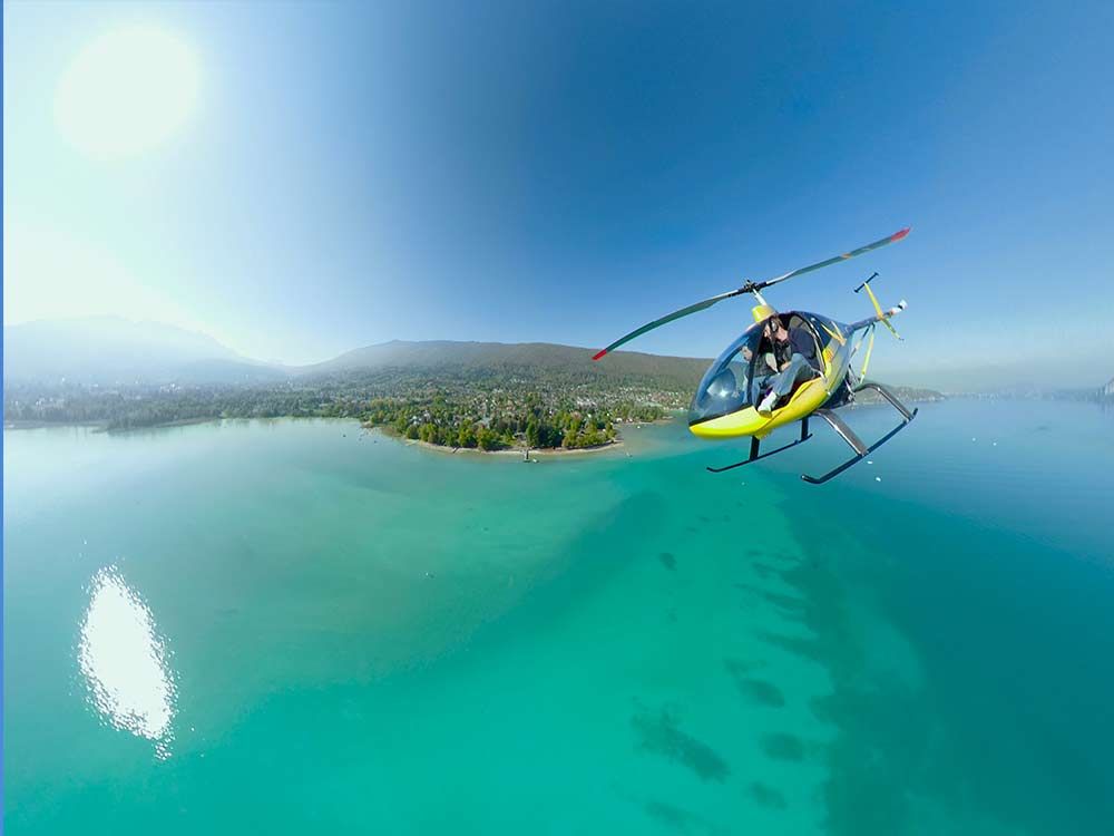 Vol helicoptere|Lac Annecy et Alpes